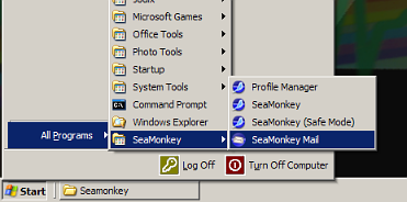 Open SeaMonkey Mail, either by desktop shortcut or as shown above